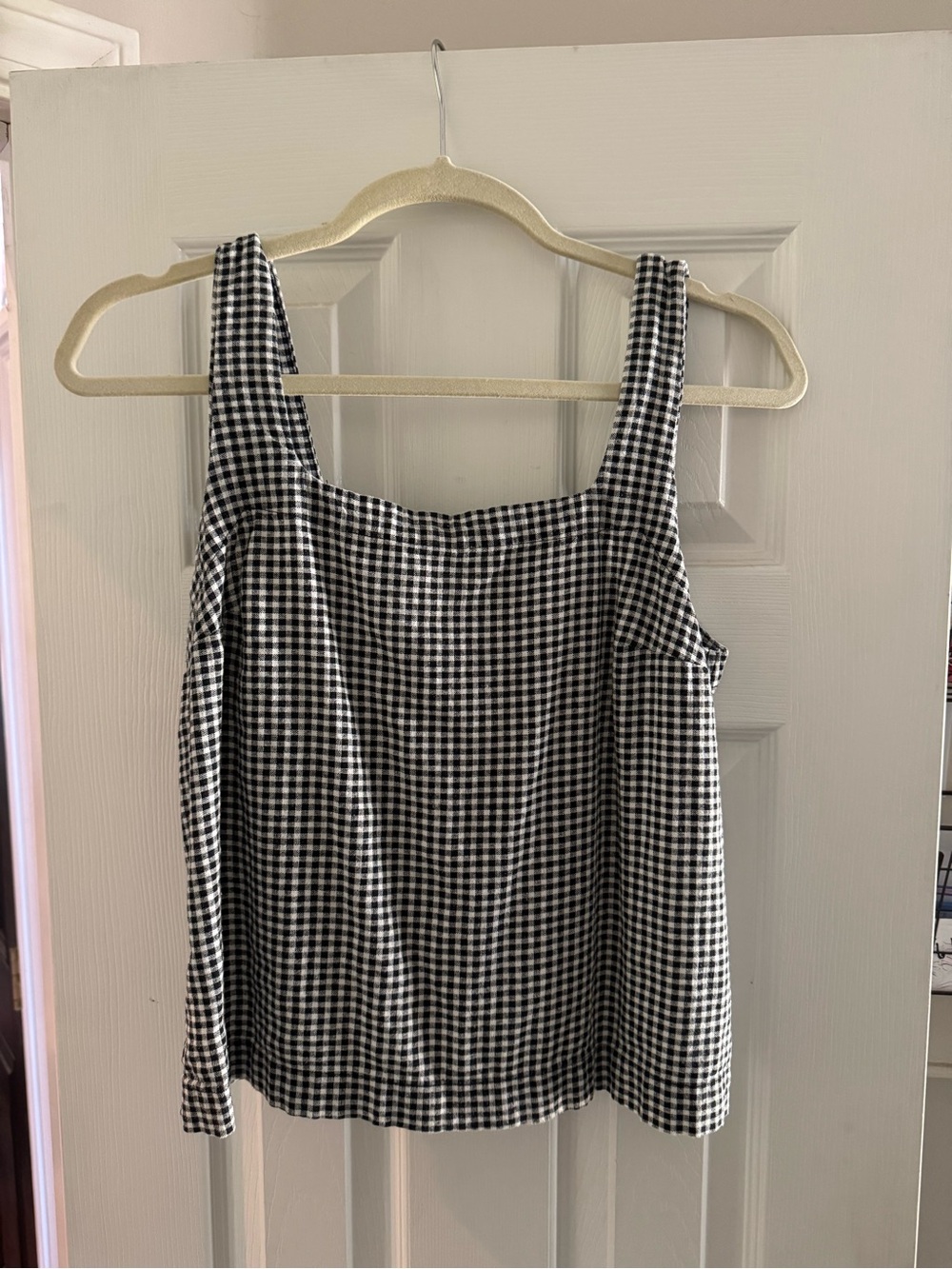a new day Black & White Gingham Square-Neck Tank